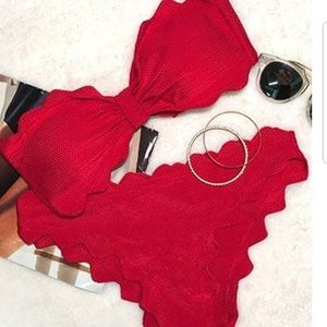 Red scalloped bikini NWOT